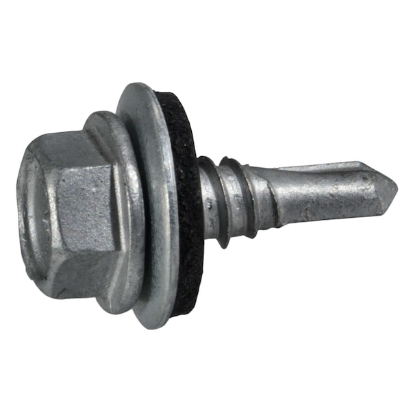 Midwest Fastener Self-Drilling Screw, #14 x 3/4 in, Silver Ruspert Steel Flange Hex Head External Hex Drive, 100 PK 53822 - main